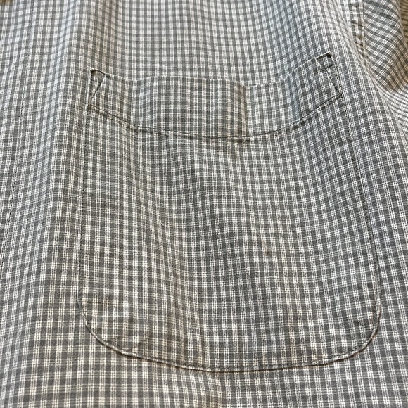 VINTAGE IZOD SHORT SLEEVE BUTTON DOWN COTTON CHECKERED SHIRT GREEN SIZE M - Picture 5 of 10